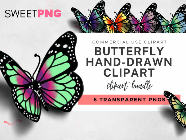 Butterfly Handdrawn Clipart Bundle | SweetPNG Designs