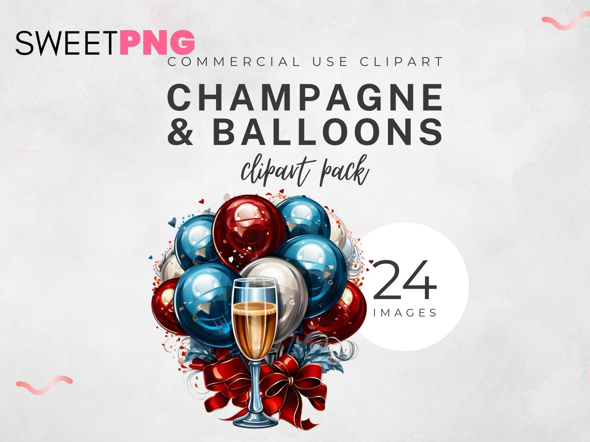 Champagne and Balloons Clipart Bundle