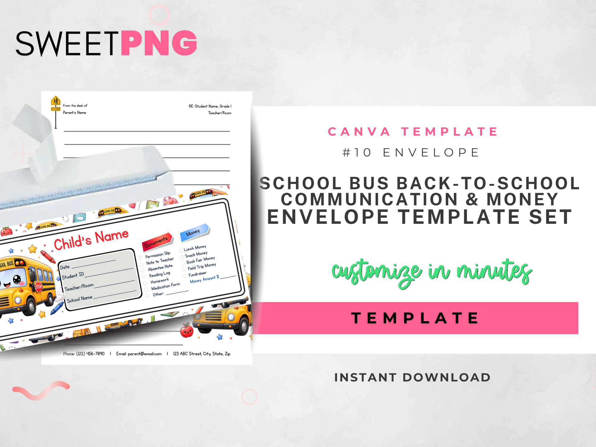 School Bus Back to School Communication and Money Envelope Template Set (Copy) (Copy) (Copy) (Copy) (Copy) (Copy) (Copy)