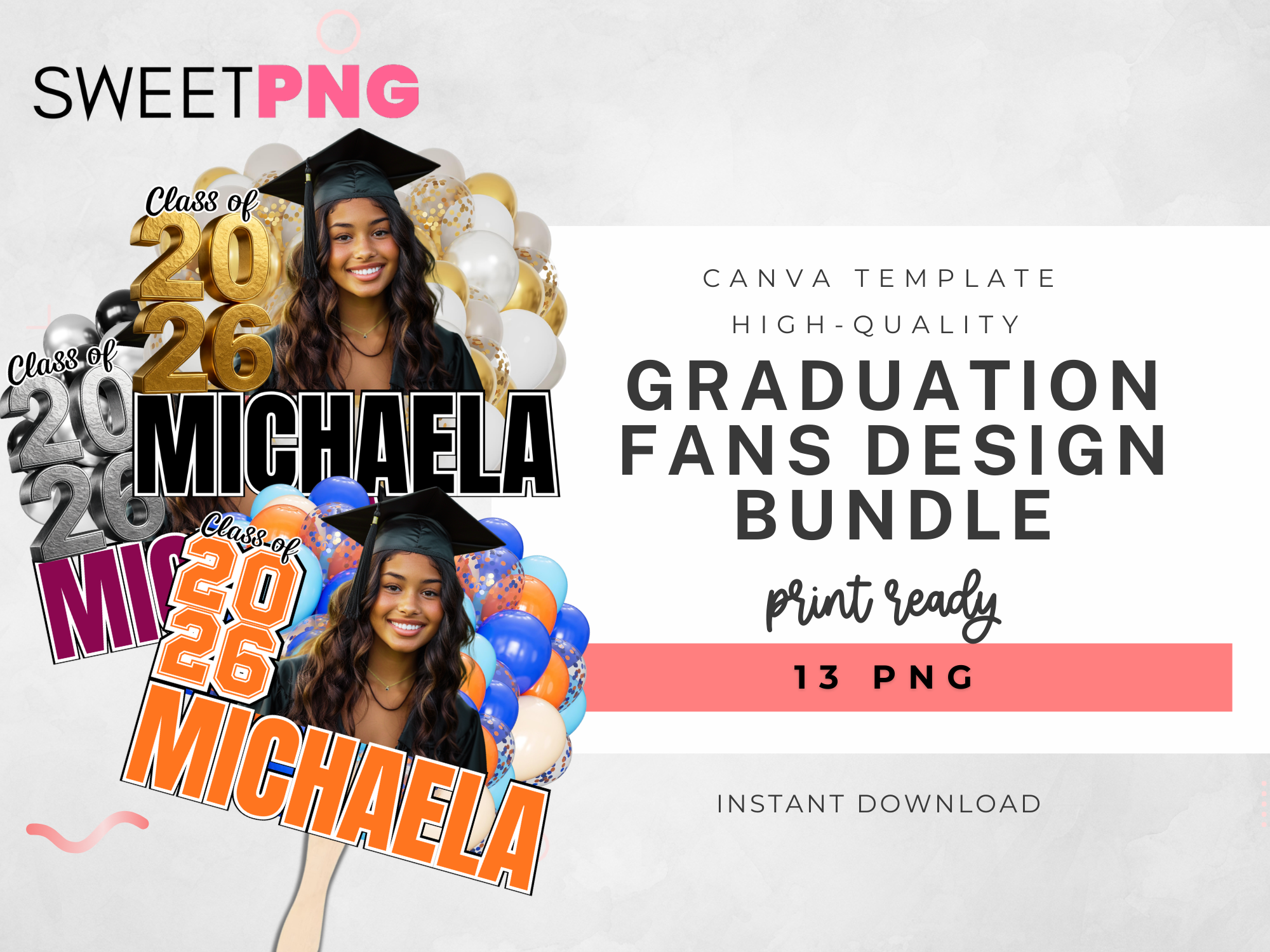 Graduation Fan With Balloons Design Bundle