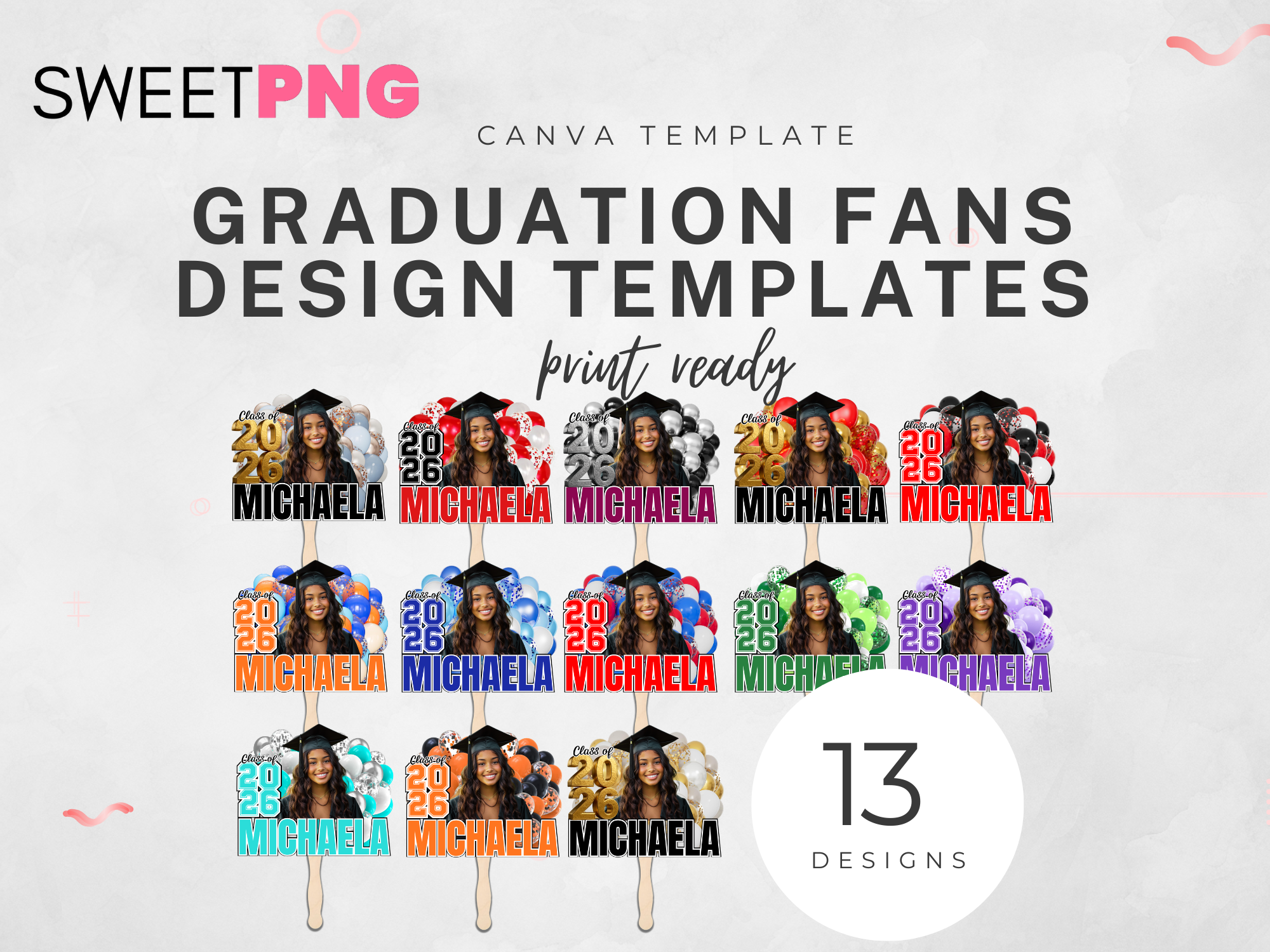 Graduation Fan With Balloons Design Bundle