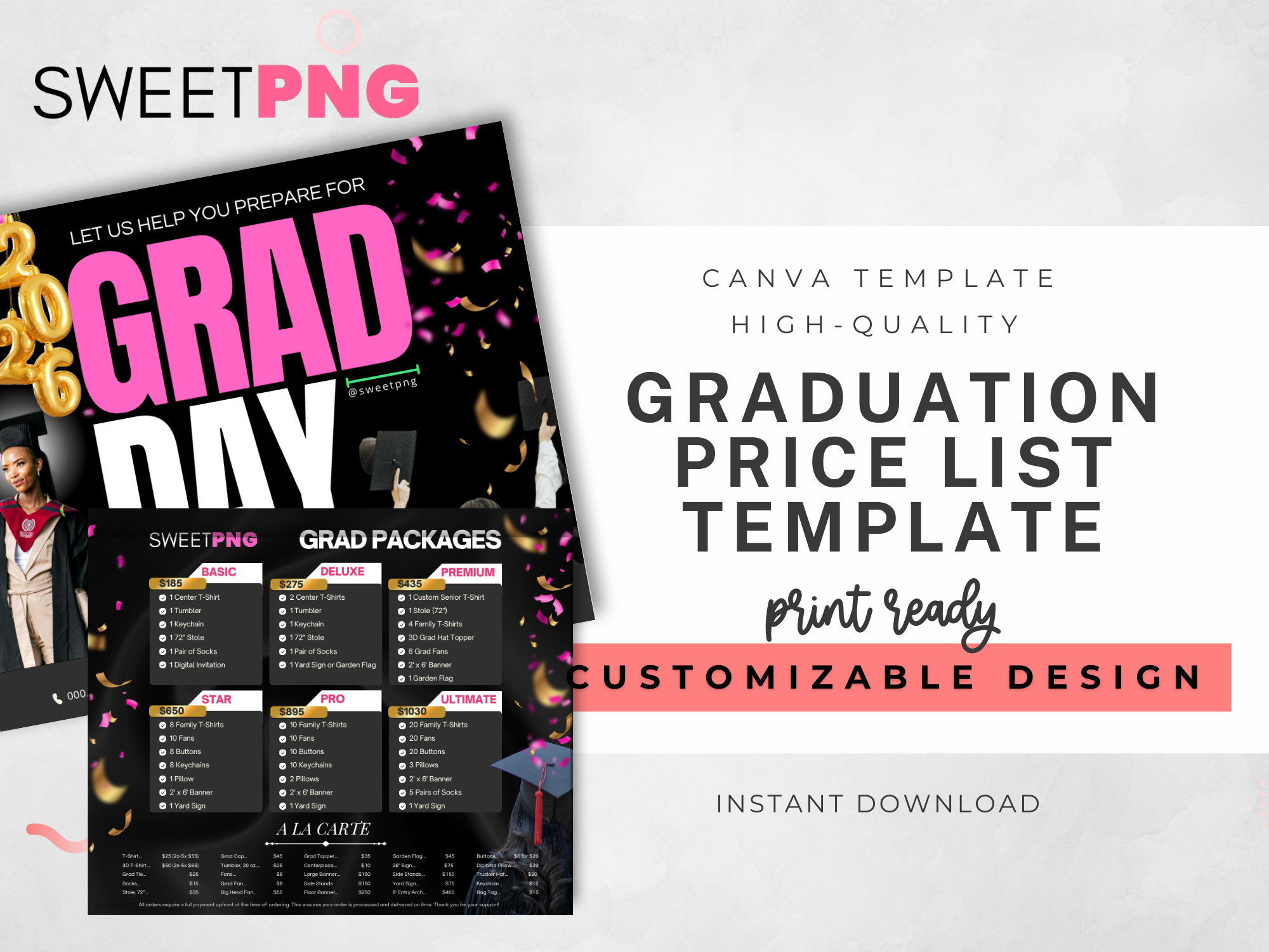 Graduation Price List Template
