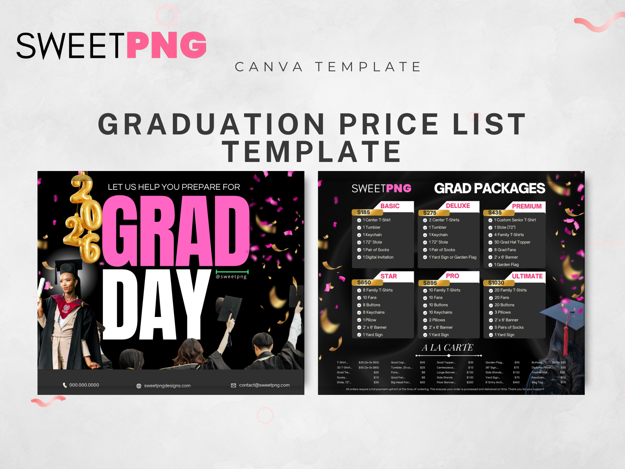 Graduation Price List Template