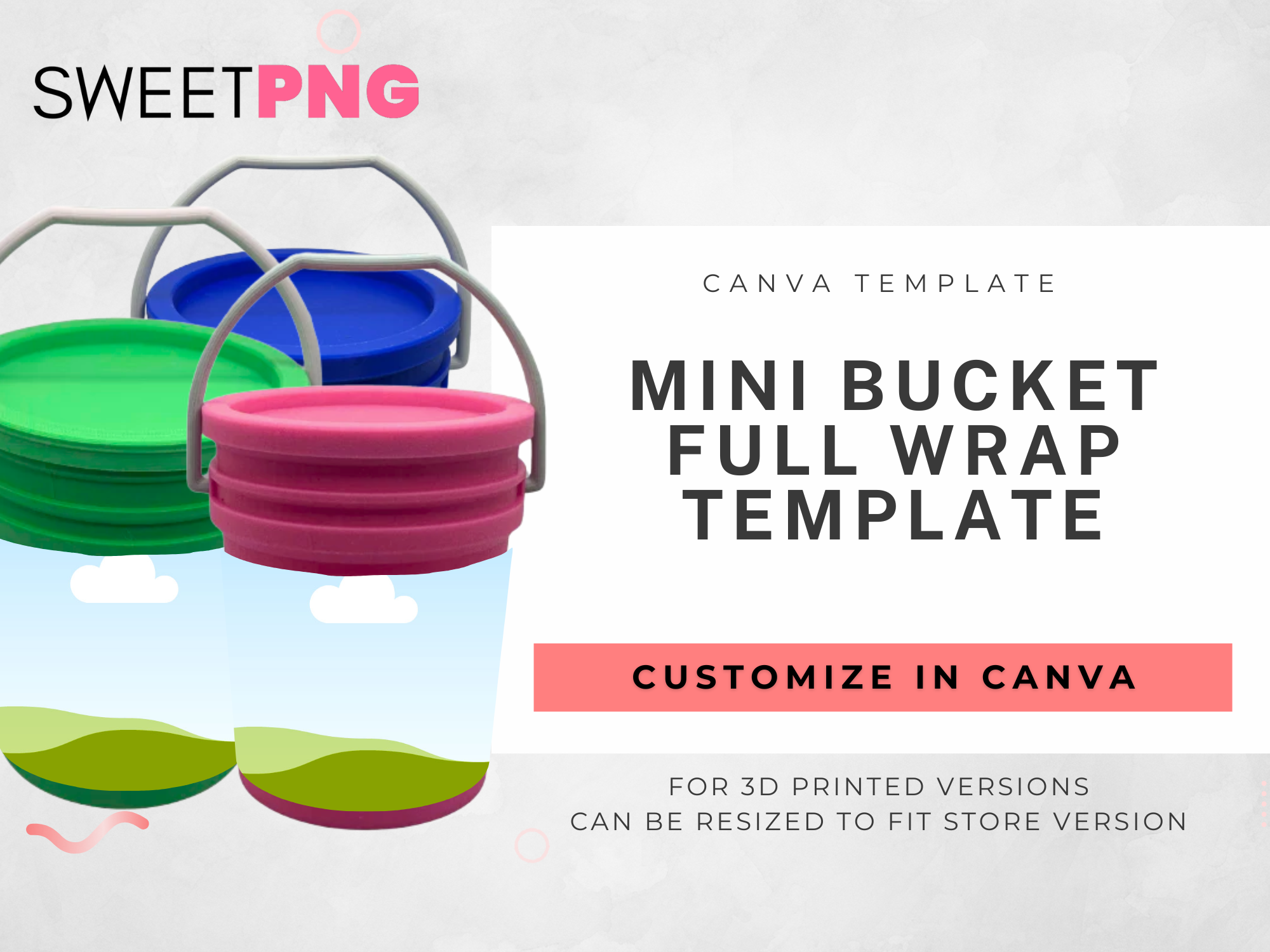 Mini Bucket Full Wrap Template
