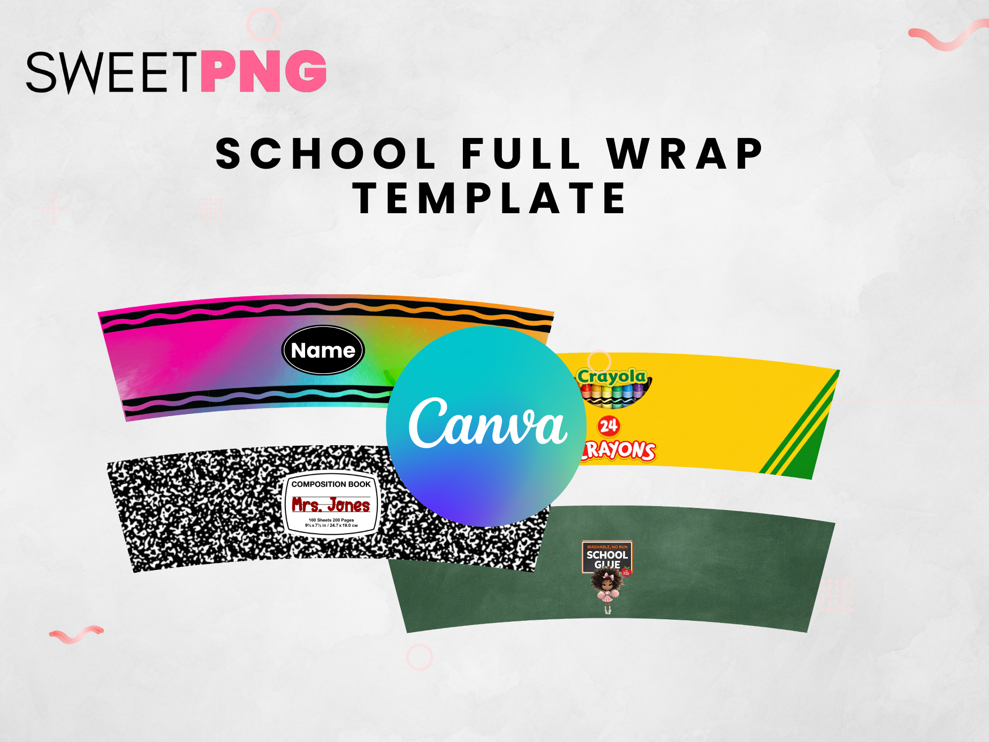 School Full Wrap Mini Bucket Template