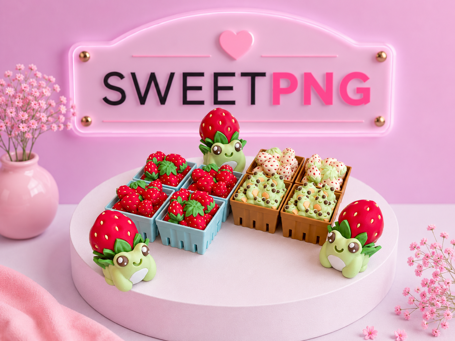 Strawberry Frog Clicker Keychain