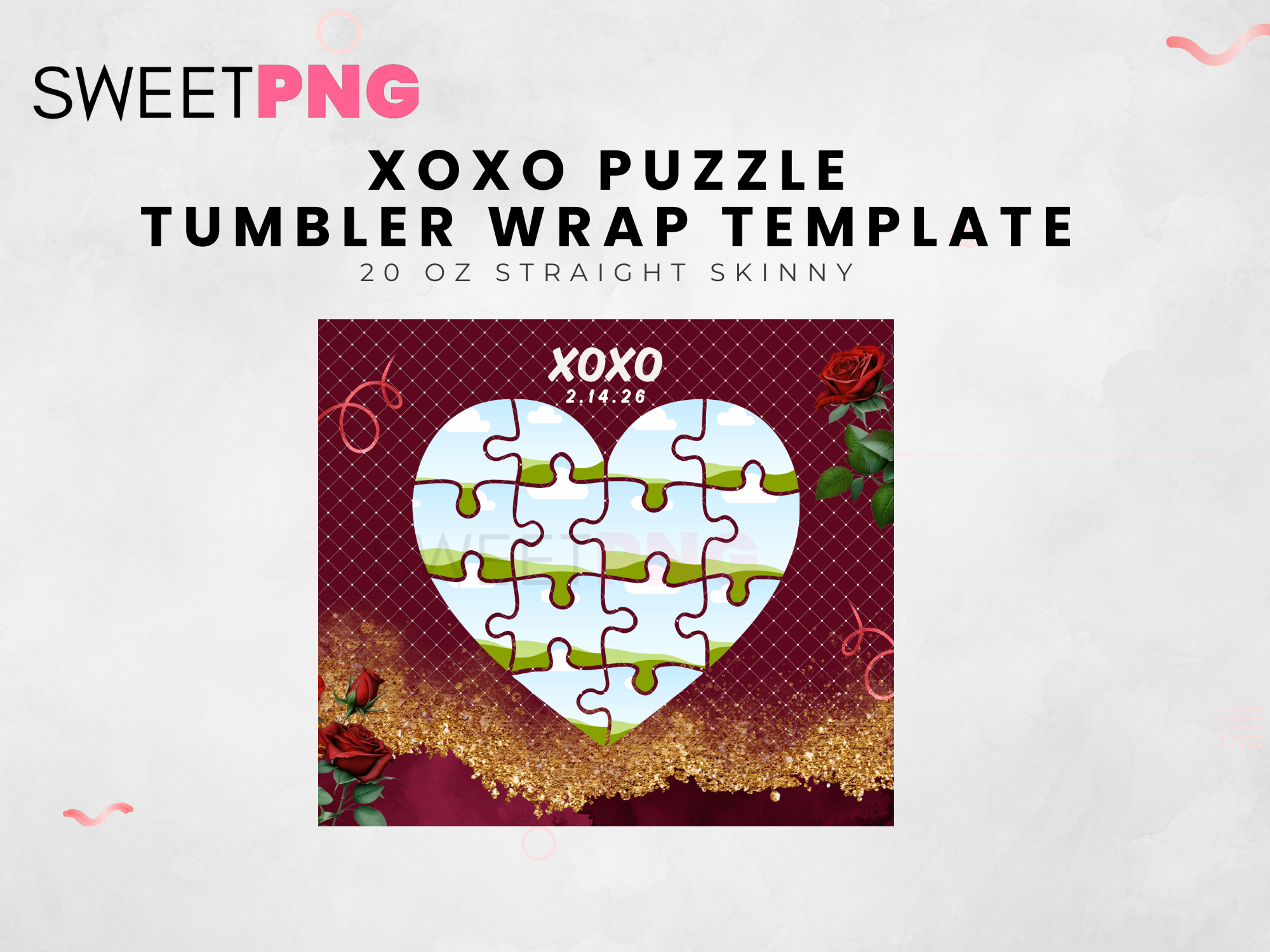 XOXO Puzzle Tumbler Wrap Template
